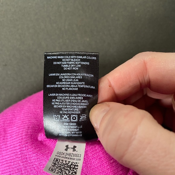 Youth Pink Under Armour Beanie with Line Design - Picture 4 of 8
